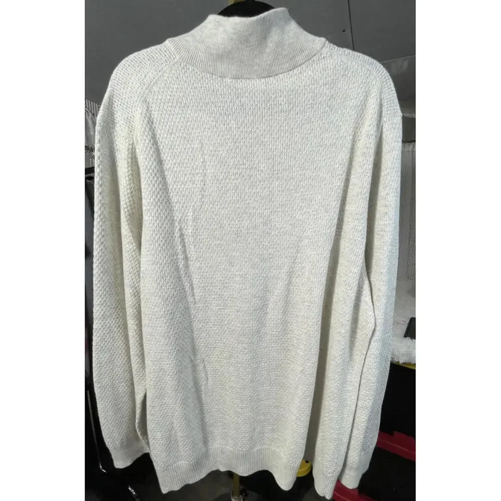 Tasso Elba Men's 1/4-Zip Lightweight Pullover Sweater Cream/Beige Sz XXL
